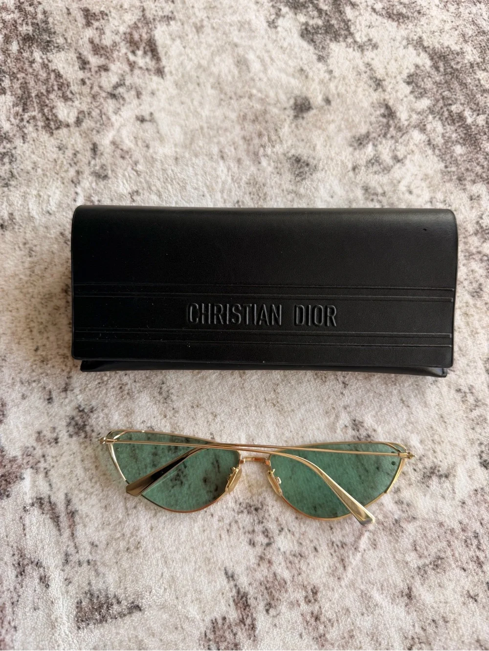 Dior Women’s Gold Frame Sunglasses with Green Lenses